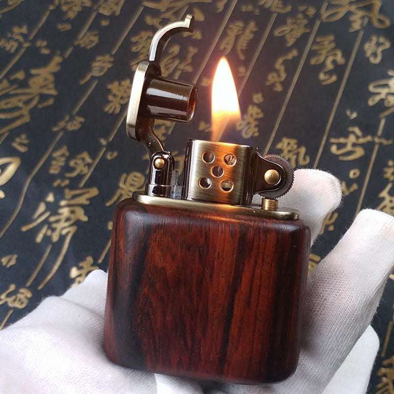 Rosewood Vintage Gasoline Lighter Kerosene for Cigarette Gas Lighter Grinding Wheels Fire Lighter