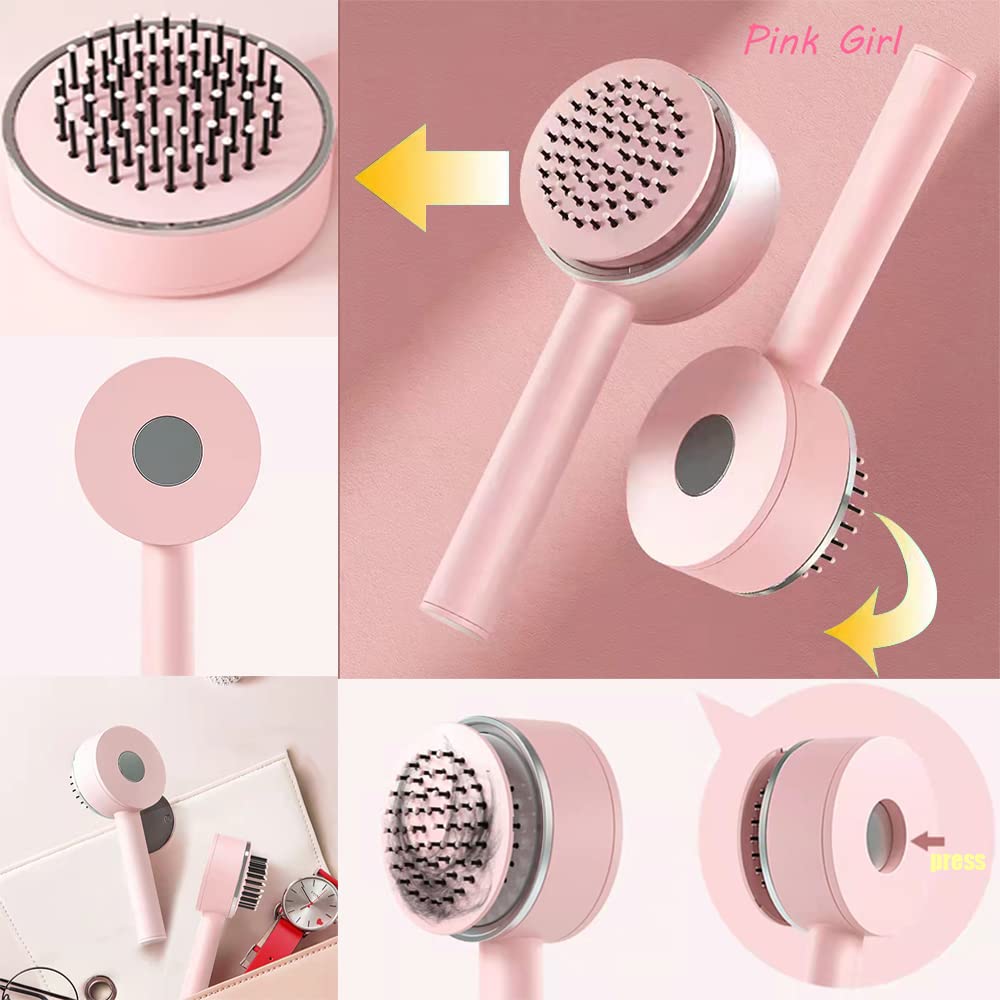 Self Cleaning Hair Brush 3D Central Cushion Comb One-Key Self Care Detangling Hairbrush Scalp Massage Air Bag Combs for Women