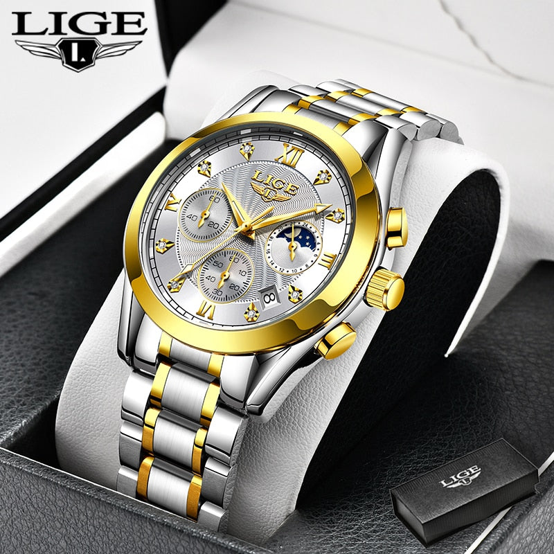 LIGE Fashion Women Watches Ladies Brand Luxury Stainless Steel Calendar Sport Quartz Watch Women Waterproof Watch Montre Femme