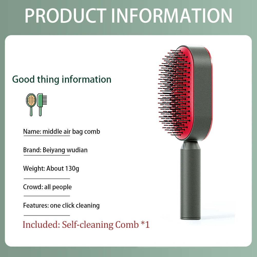 Massage Comb Hair Brush Air Cushion One-Key Self Cleaning Hair Comb Professional Detangling Scalp Air Bag Combs For Hair