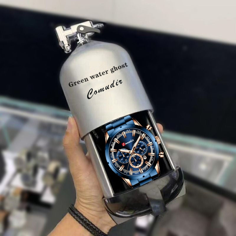 Comudir Men Watch Top Brand Luxury Sports Quartz Mens Watches Full Steel Waterproof Chronograph Wristwatch Men Large dial