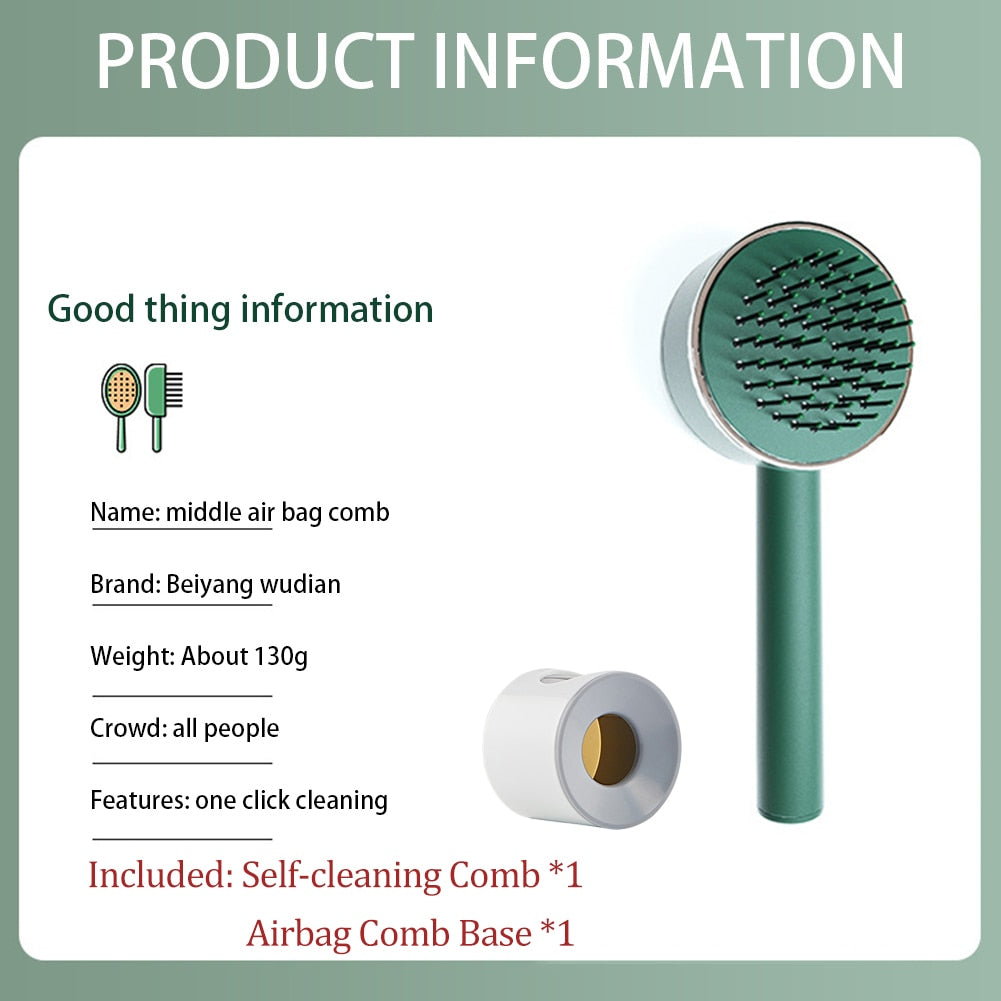 Massage Comb Hair Brush Air Cushion One-Key Self Cleaning Hair Comb Professional Detangling Scalp Air Bag Combs For Hair