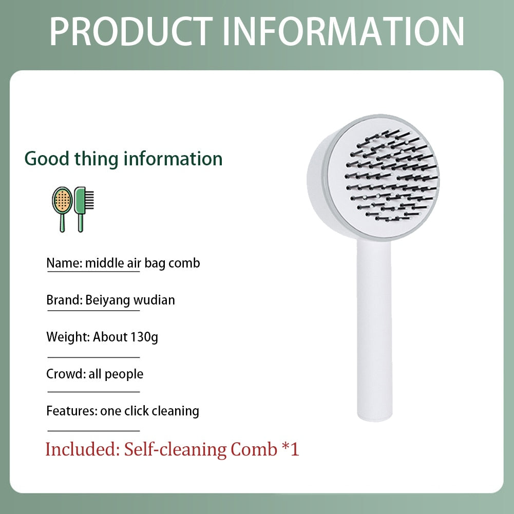 Massage Comb Hair Brush Air Cushion One-Key Self Cleaning Hair Comb Professional Detangling Scalp Air Bag Combs For Hair