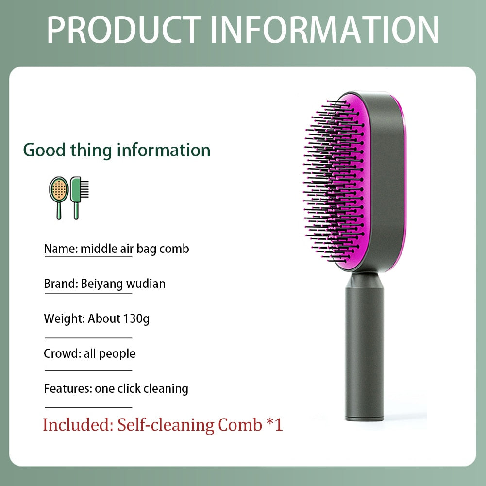 Massage Comb Hair Brush Air Cushion One-Key Self Cleaning Hair Comb Professional Detangling Scalp Air Bag Combs For Hair