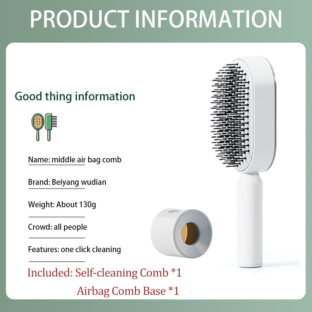 Massage Comb Hair Brush Air Cushion One-Key Self Cleaning Hair Comb Professional Detangling Scalp Air Bag Combs For Hair
