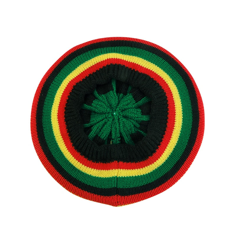 New women Hip Hop Multi-colour Striped Cap Bob Marley Reggae Fashion New Wool Rainbow Beanie Jamaican Bonnet Skullies Caps