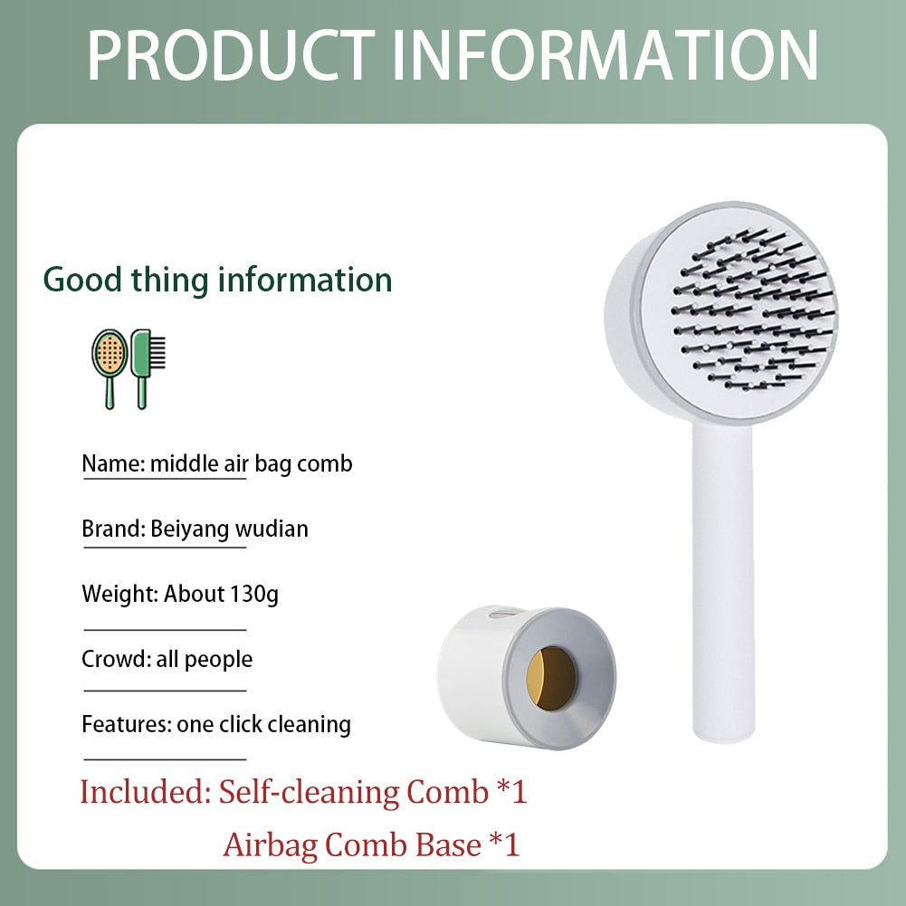 Massage Comb Hair Brush Air Cushion One-Key Self Cleaning Hair Comb Professional Detangling Scalp Air Bag Combs For Hair