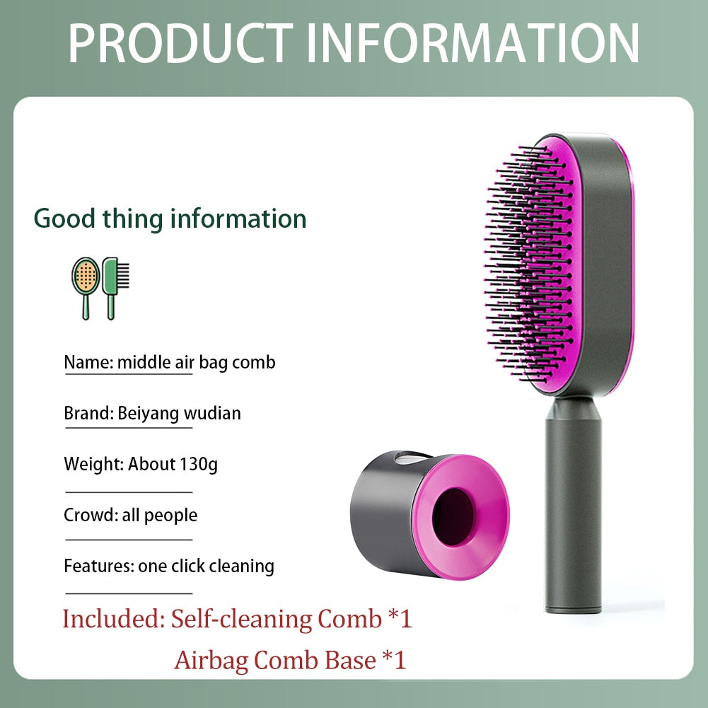 Massage Comb Hair Brush Air Cushion One-Key Self Cleaning Hair Comb Professional Detangling Scalp Air Bag Combs For Hair