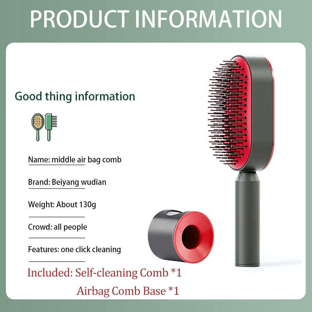 Massage Comb Hair Brush Air Cushion One-Key Self Cleaning Hair Comb Professional Detangling Scalp Air Bag Combs For Hair