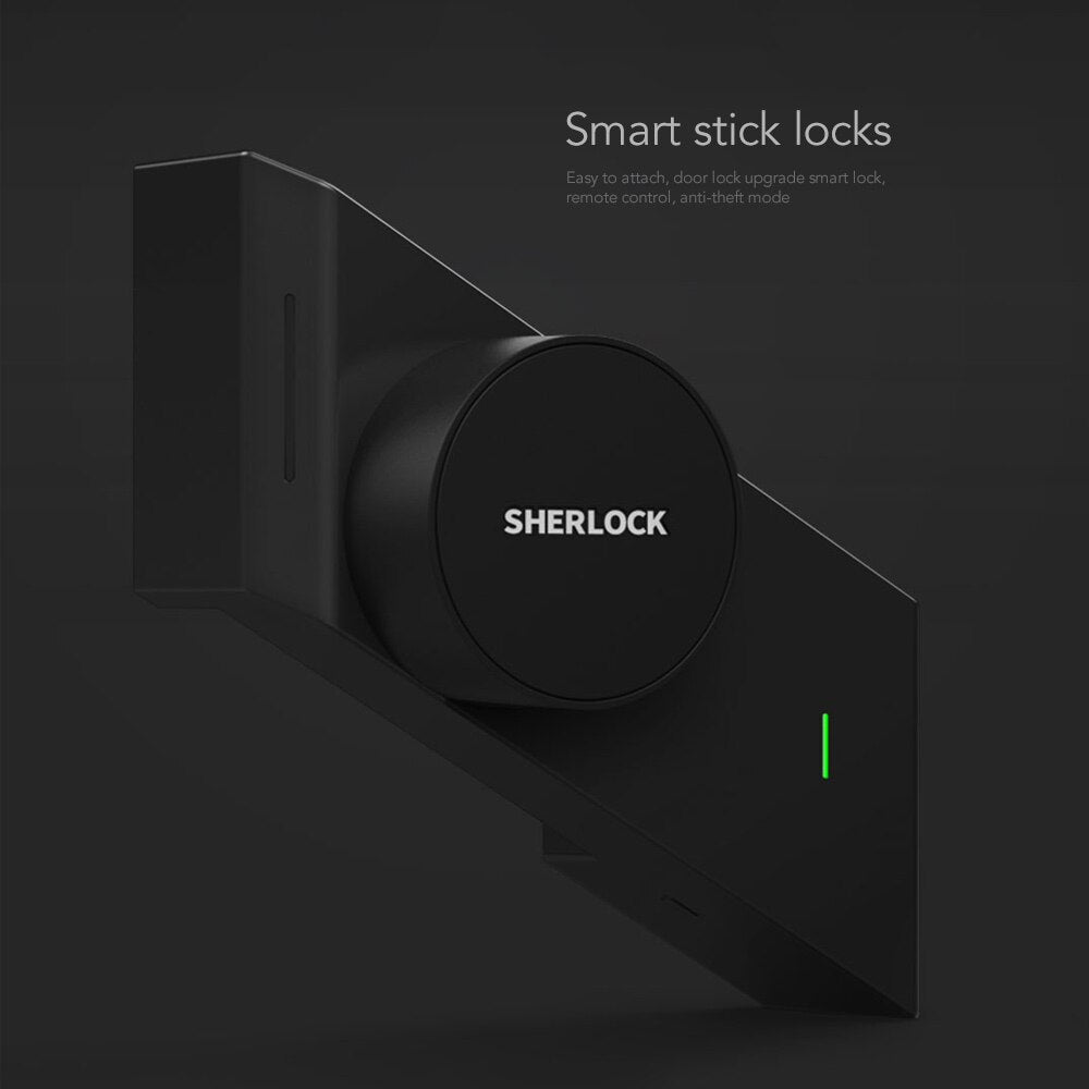 Black Sherlock S2 Smart Lock Home Keyless Lock with Smart Key Easy Installation Electronic Door Wireless App Phone Control