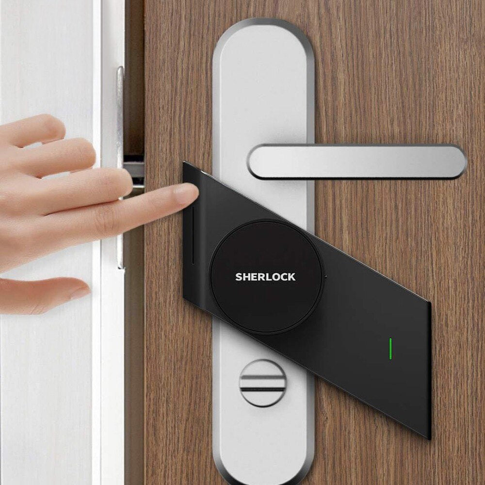 Black Sherlock S2 Smart Lock Home Keyless Lock with Smart Key Easy Installation Electronic Door Wireless App Phone Control