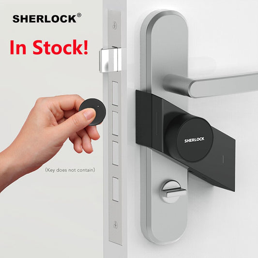 Black Sherlock S2 Smart Lock Home Keyless Lock with Smart Key Easy Installation Electronic Door Wireless App Phone Control