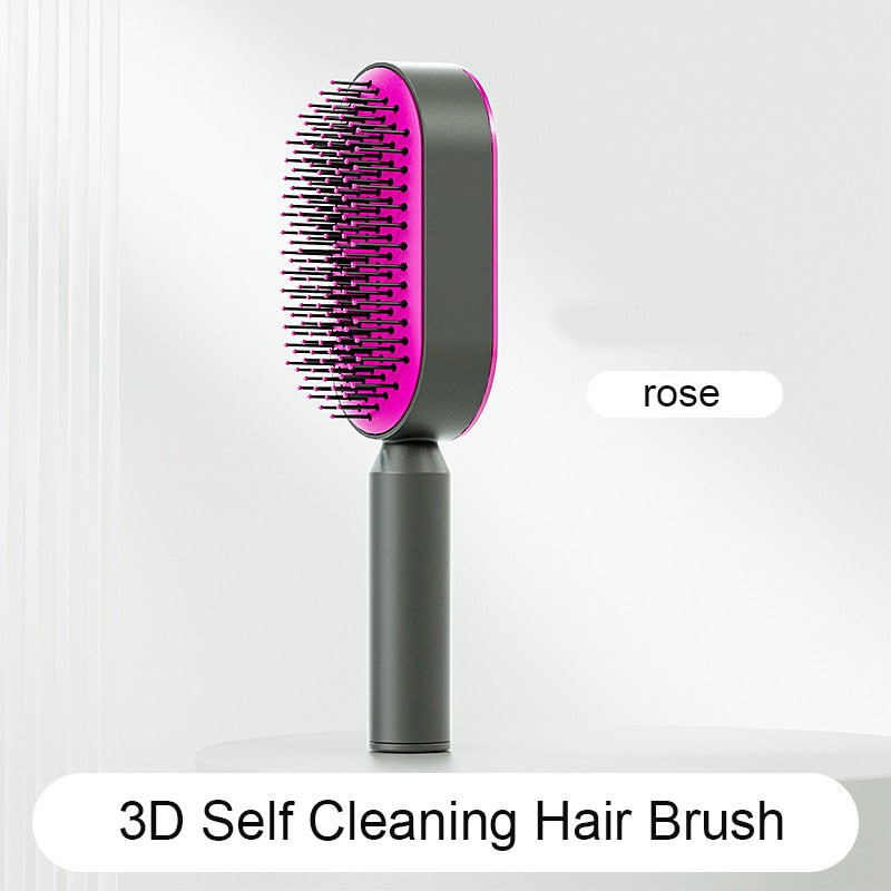 Self Cleaning Hair Brush 3D Central Cushion Comb One-Key Self Care Detangling Hairbrush Scalp Massage Air Bag Combs for Women