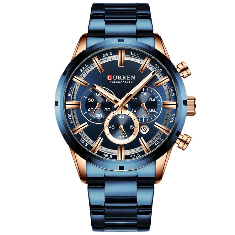 CURREN Men Watch Top Brand Luxury Sports Quartz Mens Watches Full Steel Waterproof Chronograph Wristwatch Men Relogio Masculino