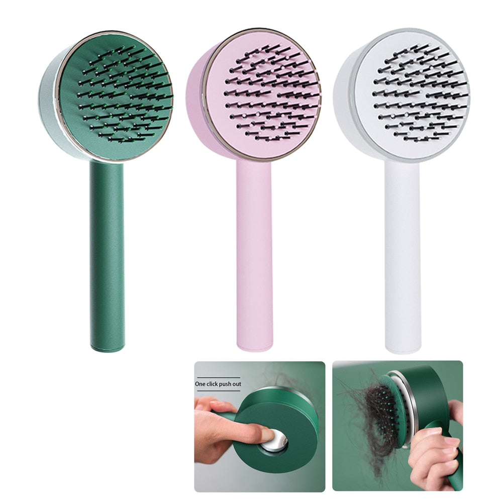 Self Cleaning Hair Brush 3D Central Cushion Comb One-Key Self Care Detangling Hairbrush Scalp Massage Air Bag Combs for Women