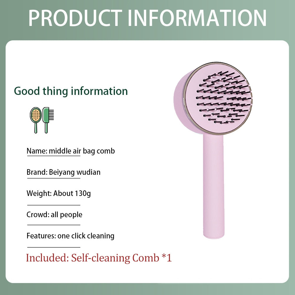 Massage Comb Hair Brush Air Cushion One-Key Self Cleaning Hair Comb Professional Detangling Scalp Air Bag Combs For Hair