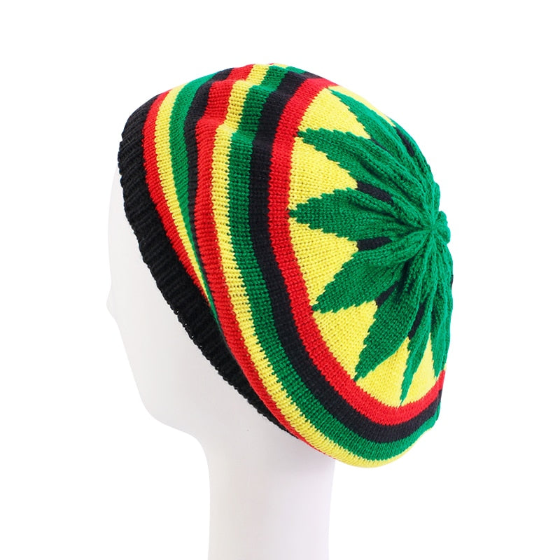 New women Hip Hop Multi-colour Striped Cap Bob Marley Reggae Fashion New Wool Rainbow Beanie Jamaican Bonnet Skullies Caps